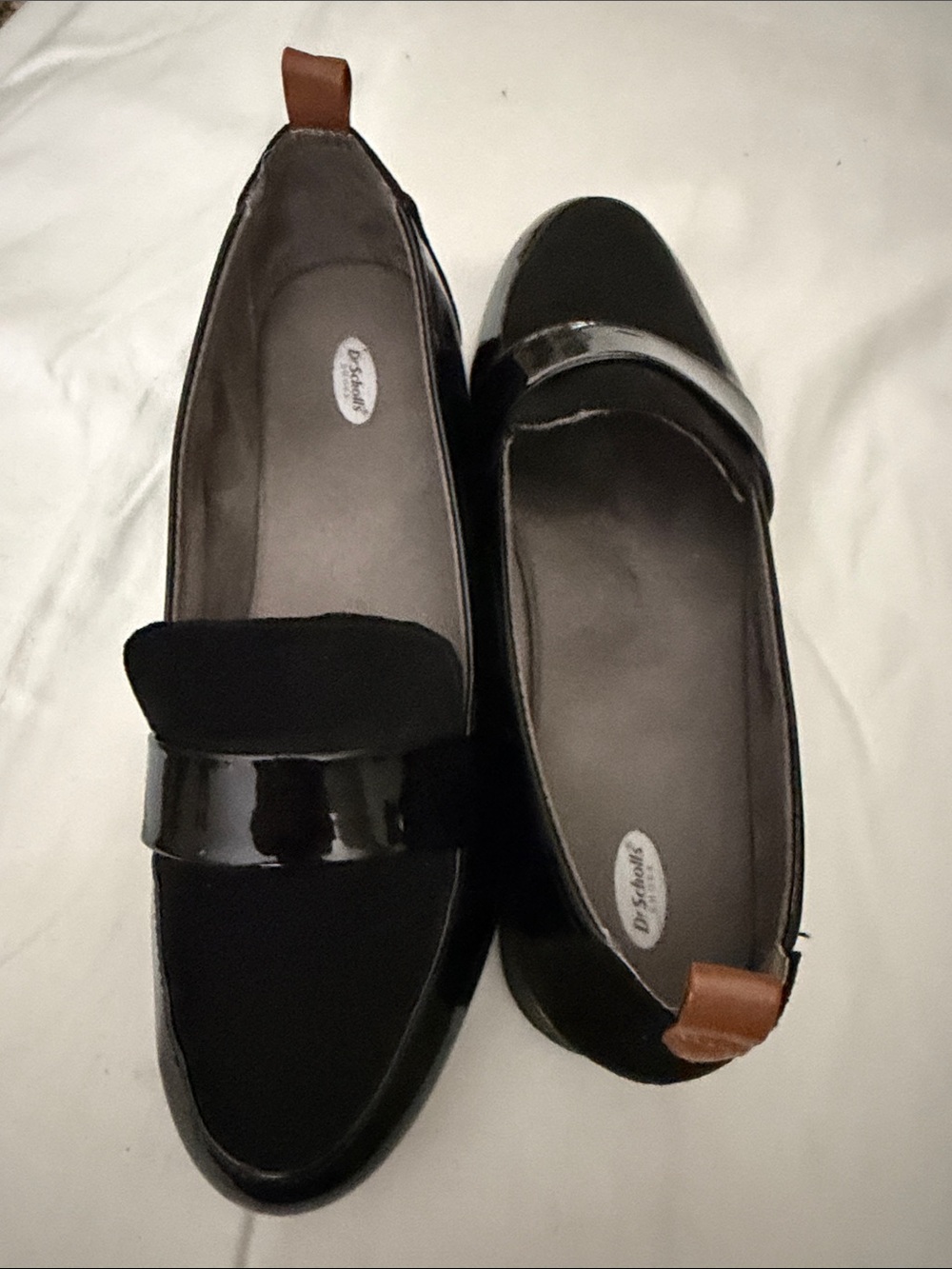 Dr. Scholls Black Women's Loafer Flats with Patent Strap